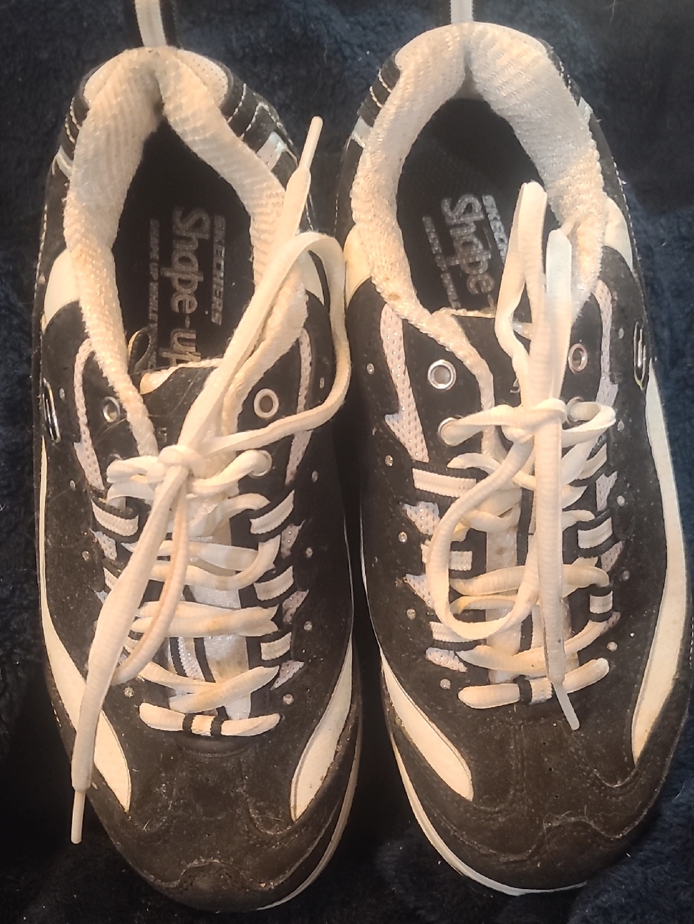 Skechers Black and White Shape-Ups Lace-Up Sneakers